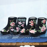 Zingj Boots Embroidered Cloth Boots Women Winter Clip Cotton And Velvet Short Boots With High Slope Heel And High Heel Embroidered