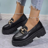 Bottom English Style Low Help Single Shoes Women's New Thick-Bottomed Large-Size Lazi Buckle
