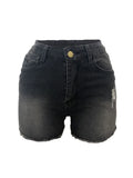 Washed Elastic Ripped Denim Women's