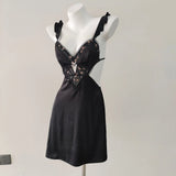 Pajamas Woman 2025 New French Embroidery Pure Lust High-End Feel With Chest Cushion Ice Ribbon Aja Mons裙