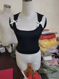 Zingj New Summer Y2K Fashion Bow Slim Short Style Sling Slim Vest