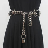 Lock Faux Leather Chain