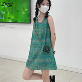 Dress Women Summer Fashion Loose Soft Mini Leisure Sweet Refreshing Retro Holiday Korean Style New Student Simple