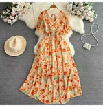 New Seaside Holiday Dress Women Spring And Autumn 2025 New Sexy V Receive Lanky
