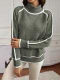 And Winter Knitted Shirt Women's Jacket Long-Sleeved High-Necked Top Solid Color Loose Casual Jump