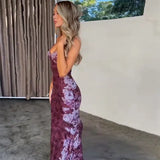 Zingj Summer Women's Vintage Print Premium Slip Dress Evening