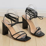 With Sexy Square Head High Heel Sandals Women Large Size Thick Heel Toe Fashion Cool Slippers
