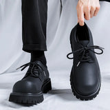 2025 Web Celebrity Advanced Feeling Thick Bottom Korean Version Black Dress Business Casual Fashion Derby Shoes