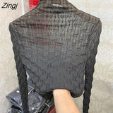 Women Turtleneck Long Sleeve Lace Pullover Basic Elegant Fashion Bright Line Decoration All-match Office Female Retro