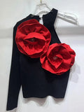 Babes In Autumn 2025 New Fashion High-End Design Sense Splicing Flowers To Repair Knitted Tops For