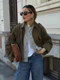 Color 2025 Spring And Autumn Leisure Tuffen Texture Collar Pilot Jacket Women