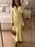Collar Body Solid Temperament Elegant Knitted Dress Long Dress Autumn And Winter Women's