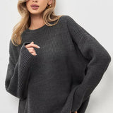 Zingj / Winter 2024 Round Collar Loose Long Sleeve Basic Casual Sweater