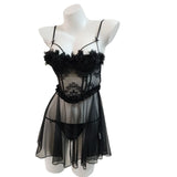 Beautiful Design Stacked Three-Dimensional Flower Broth Pyjab Mesh A Word Thin Sling Female