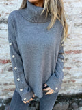 Women's Sweater In Autumn/Winter 2025 Casual High-Neck Button Sweater Knitted
