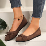 Large-Size Bow Flying Flat Sole Women's Knitted Sharp Slacker Boat