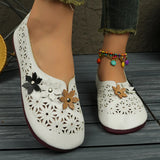 Hollowed-In-Caught People Hollow Flat-Soled Single-Shoe Female Flowers Breathable Shallow Mother Lazy Boat