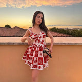 Women's Clothing Explosion Fashion Early Spring Holiday Style Print With Lace A-Word
