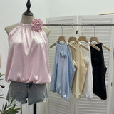 Shooting French Gold Wind Hanging Shoulder Waistcoat Woman Design Feel Sleeveless Bud Top Loose Shirt