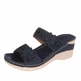 Summer Retro Leisure Flowers High Heel Woman's Slope And Slippers Breathable Feet