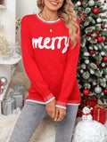And Winter New Knitwear Christmas Letter Long-Sleeved Collar Collar Sweater Female