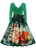 Women Christmas Dress Long Sleeve V Neck Elegant Vinatge Party Costumes Winter New Year Clothing
