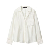 New Fashion Temperament Women's Embroidered Pocket Shirt
