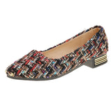 And South Korea Large-Size Cloth Low Heel Single Shoes Women's Light-Mouthed Tip Flat Bottoms To Spell Lazy Bean Shoes