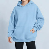 Women's Coat Women's New Fashion Pure Color Loose Casual Temperament Long-Sleeved Hooded Spring Sweater Women