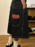 Y2K Vintage Denim Shorts Men's Harajuku Punk High-Waisted Denim