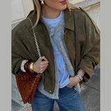 Women's ZA Summer New Shoulder Buckle Waist Bomber Jacket Three-Piece