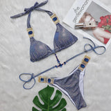 Zingj New Ins Web Celebrity Sexy Crystal Diamond Bikini Strap Women's Split Swimsuit Beach