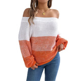 Shooting 2025 Autumn And Winter Casual Spell Shoulder Lantern Sleeve Sweater Women's