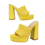 Women Shoes Exploding Spring And Summer Big-Size Show Waterproof Table Knitted Fashion Coarse And Female High Heel