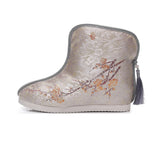 Zingj Boots Positioning Cut Brocade Tassel Clip Cotton And Velvet Women's Cotton Shoes Cloth Shoes Hanfu Shoes Cheongsam Short