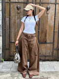 Retro Style Folded Design Low-Rise Jeans Street Babes Women's New Personality Loose-Legged