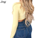 Women's Wrap Top Sexy Deep V Neck Knot Front Long Sleeve Basic Tee Strappy T shirt Tops Summer Casual Short