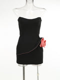Women's New Sexy Out-To-Shoulder-To-Shoulder-Wear Skirts With Flowers Decorating Temperament Dress