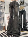 Black Low Rise Flare Jeans with