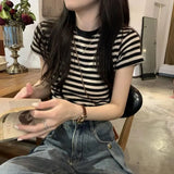 Zingj Bottom Shirt Summer 2024 New Design Sense Short-Sleeved T-Shirt Women's Retro Student Slim