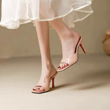 Square Bare Toe High-Heeled Shoes Crystal Sandals Thin High-Slender Heel With Slippers Outside The