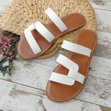 Summer New Large Fashion Women's Shoes Flat Solid Color Casual Wear Cross Slippers