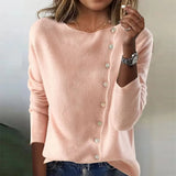 Sheintemu Autumn And Winter Round Collar Long-Sleeved Button Sweater New