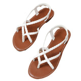Zingj Sandals Women Summer 2024 New Woven Solid Color Herringbone Toe Casual Women's