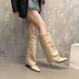 Boots Tips High And Trouser Boots Autumn And Winter New Net Red Sleeves Fine And Pure Color Knight Fashion