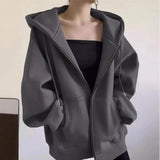 Solid Color Pullover Zip Up Oversized HoodieOutfit