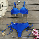 Multi-Color Solid Color Choreette Sling Sling Chest Hard Bag Bikini 2025 New High-Waisted Split Swimsuit