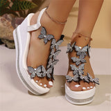 2025 New Sloped Sandals Butterfly Pearl Decoration With Slope And Fish Mouth Cover