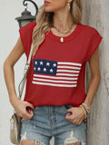 New Hot Independent Yen Collar Flag Top Solid Color Knit Shirt Short-Sleeved Sweater