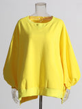 Simple Casual Style 2025 New Solid Color Round Collar Lantern Sleeve Cape Style High-End Sense Dress Women